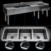 Thumbnail image #3 for Eagle Group 2200 Series 84-Inch Underbar Combination Unit with 3 Sink Bowls, Left Ice Bin and Speed Rail