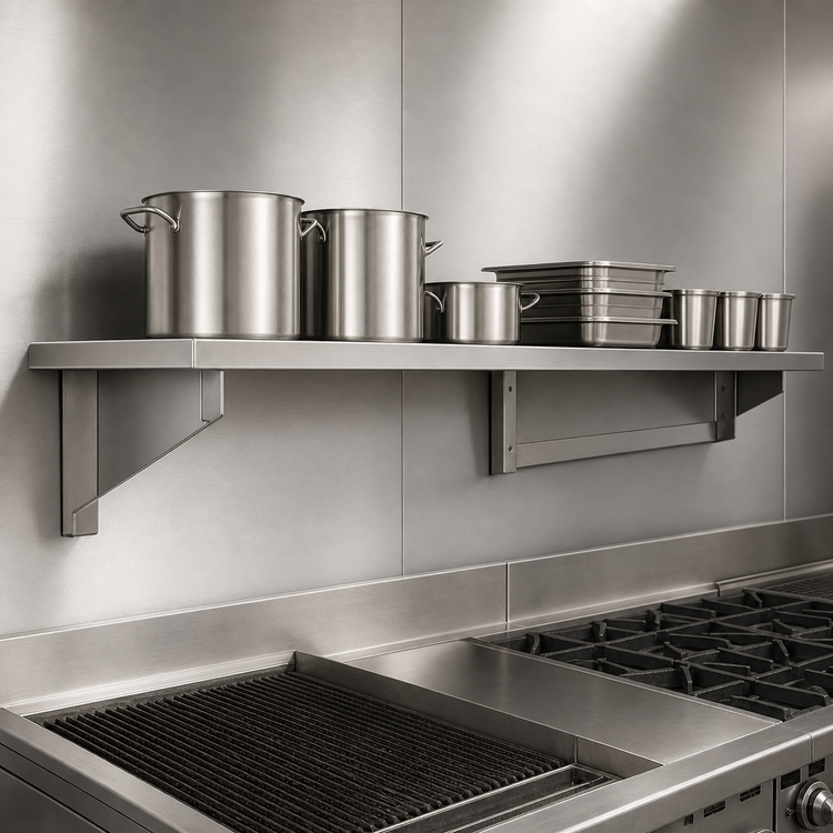 Product image #3 for Eagle Group CLHDWS-18144 Cooking Line Heavy Duty Wall Shelf, 144 Inches Wide x 18 Inches Deep