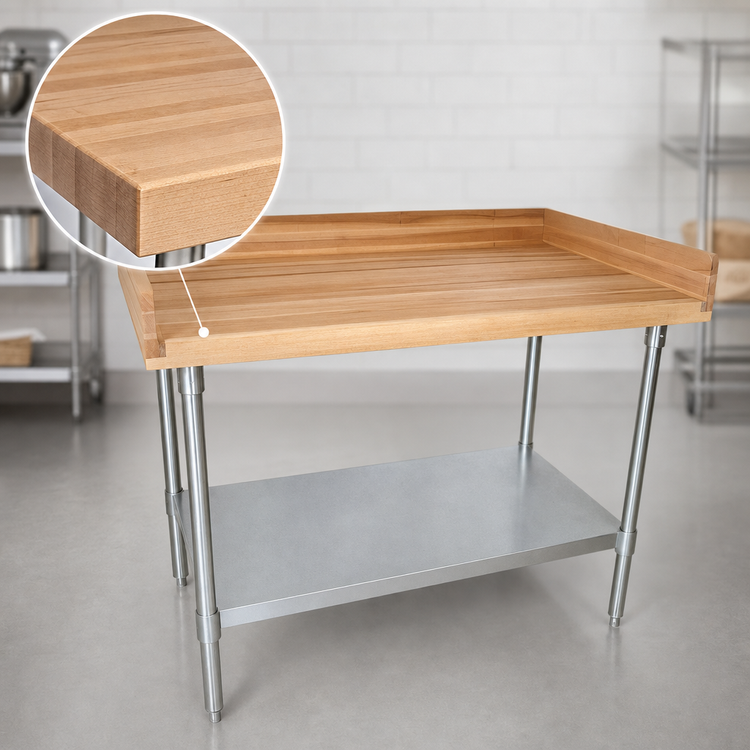 Product image #3 for BK Resources 60 Inch x 30 Inch Hard Maple Bakers' Table with Galvanized Undershelf