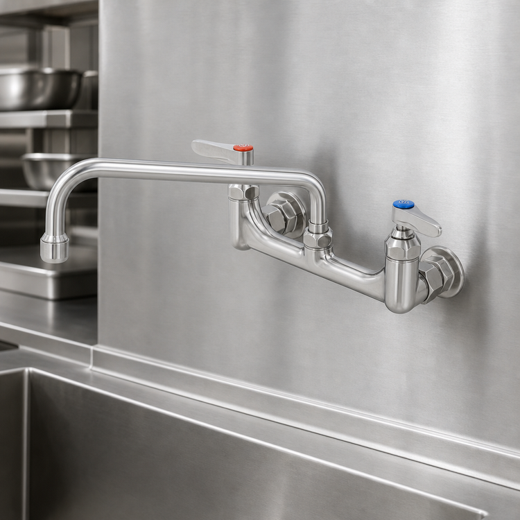 Product image #3 for EverSteel Stainless Steel Wall Mount Mixing Faucet with 12-Inch Swing Nozzle and 8-Inch Adjustable Centers