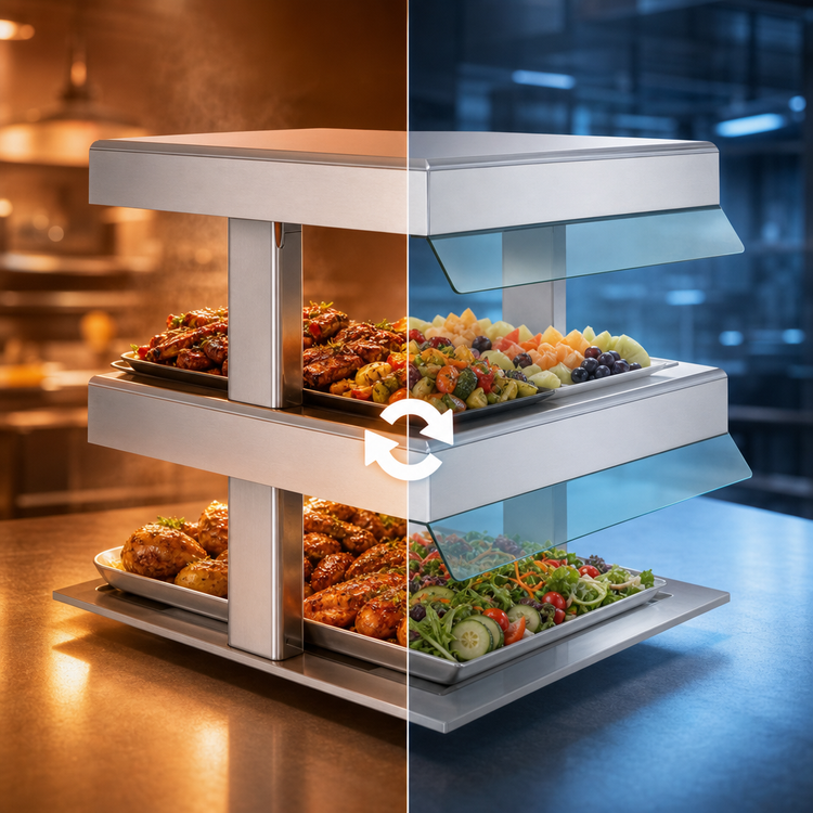 Product image #3 for HotFrost™ HF50-2 2-Tier Hot/Cold Switchable Drop-In Merchandiser