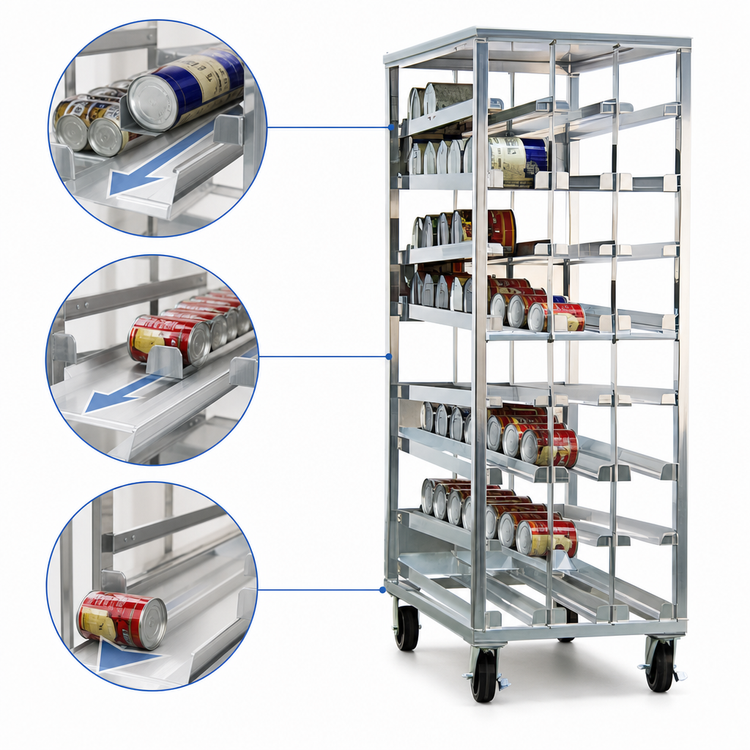 Product image #3 for New Age Mobile First In, First Out #10 Can Rack, 156-Can Capacity