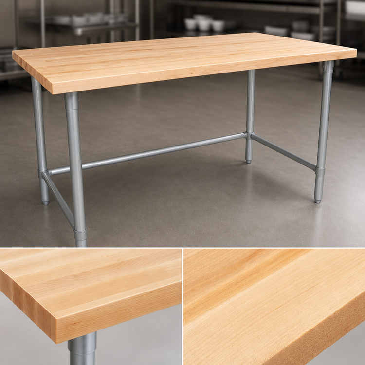 Product image #3 for John Boos JNB02-X 48 x 24 Inch Wood Top Work Table with Galvanized Base