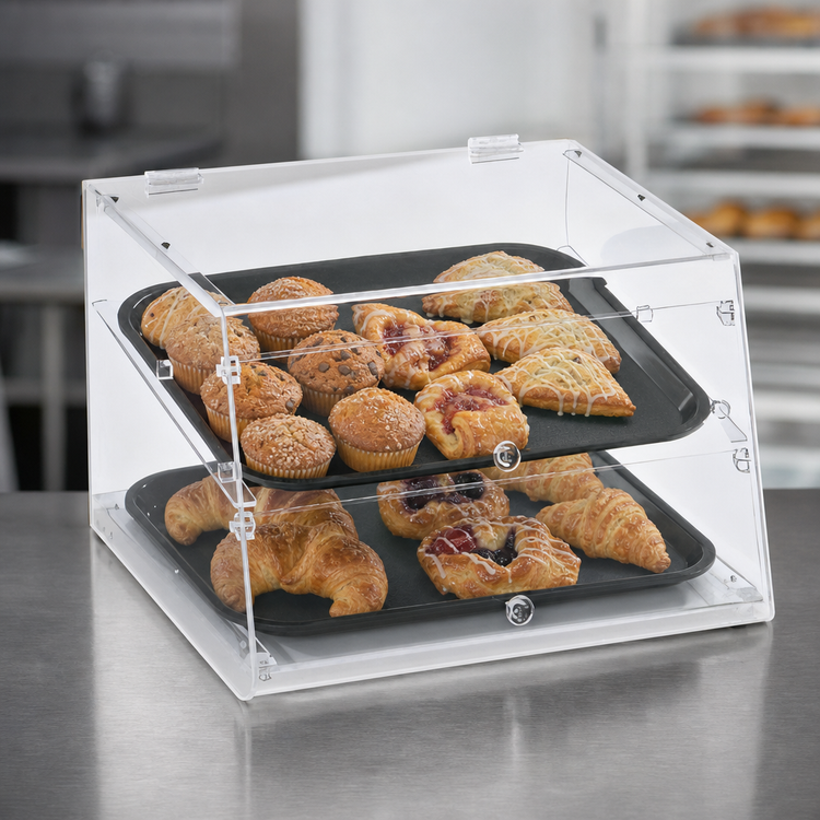 Product image #3 for Vollrath Countertop Knock-Down Slant-Front Acrylic Bakery Display Case, Self/Full-Service, 2-Tray