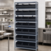 Thumbnail image #3 for Quantum Heavy Duty Stationary Wire Shelving Unit, 36 x 12 x 75 Inch, with 8 Shelves and 21 Bins
