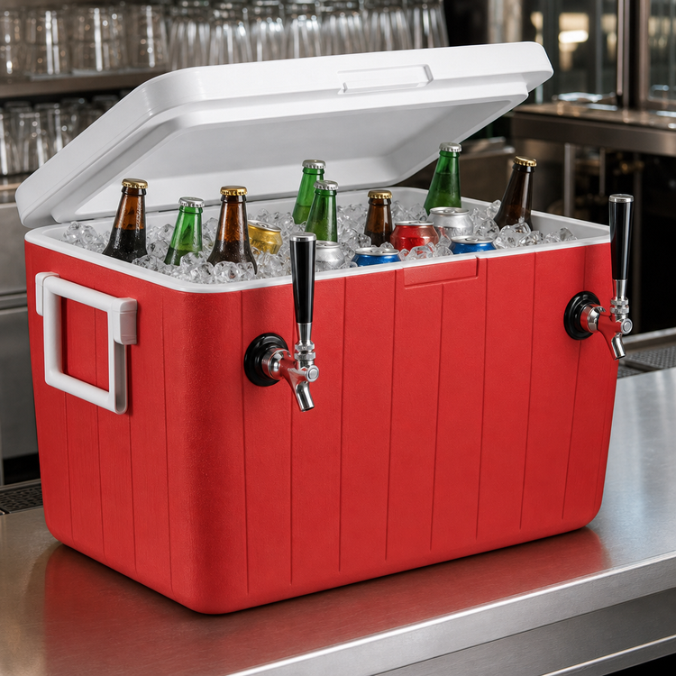 Product image #3 for Micro Matic USA 48 Quart Ice Chest Coil Cooler with 2 Faucets, Red