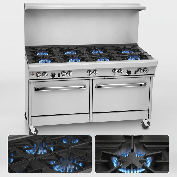 Product image #3 for Southbend Ultimate 60-Inch Gas Restaurant Range with 8 Open Burners and 2 Standard Ovens