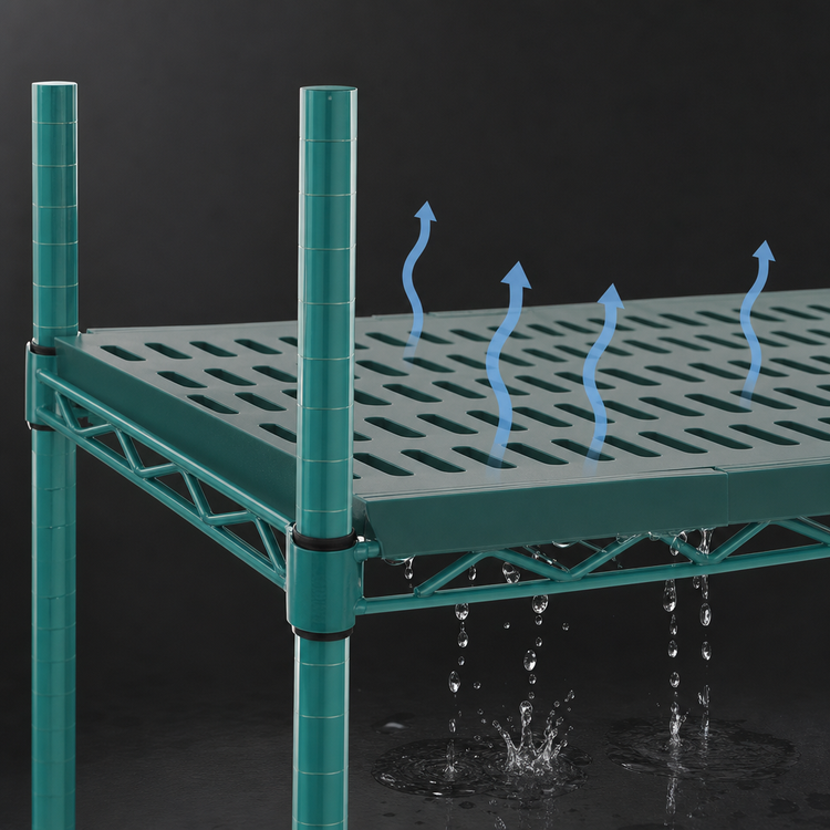 Product image #3 for QuadPlus 48 x 24 Inch Louvered Polymer Shelf Mat with Wire QuadTruss Frame
