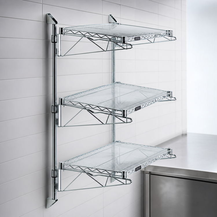 Product image #3 for Quantum Wall-Mounted Cantilever Starter Shelving Unit with 3 Wire Shelves