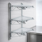 Thumbnail image #3 for Quantum WC54-CB1236C Wall-Mounted Cantilever Starter Shelving Unit with 3 Wire Shelves, Chrome Plated