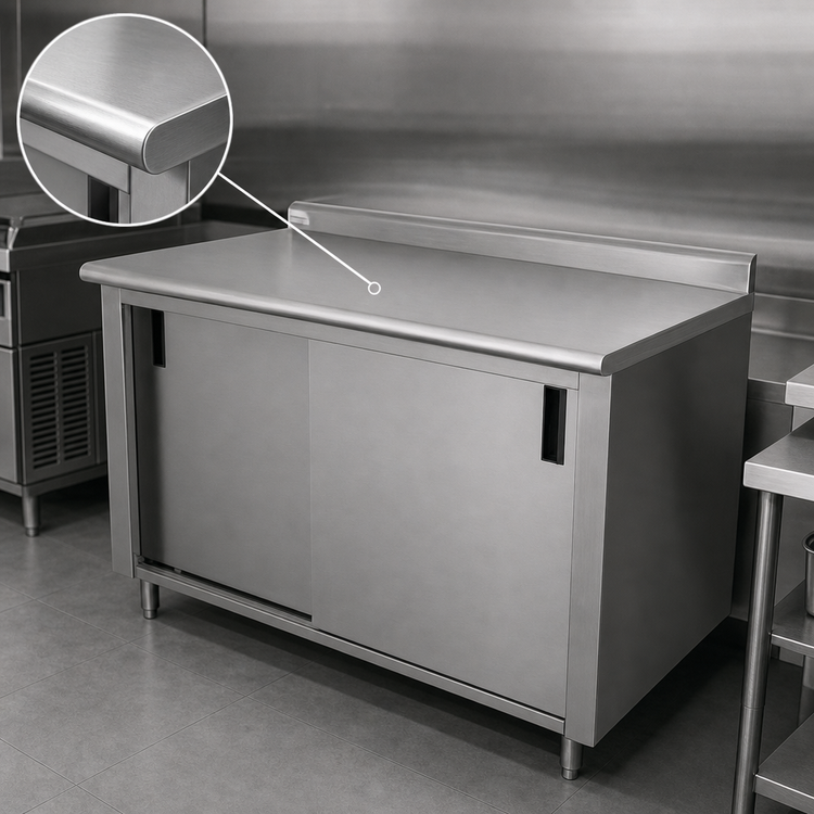 Product image #3 for Advance Tabco Enclosed Stainless Steel Work Table with Cabinet Base, 120 x 30 Inches
