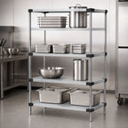Thumbnail image #3 for Quantum WRS4-63-2472SS Solid Stainless Steel Shelving Starter Kit, 4 Shelves, 72 x 24 x 63 Inches
