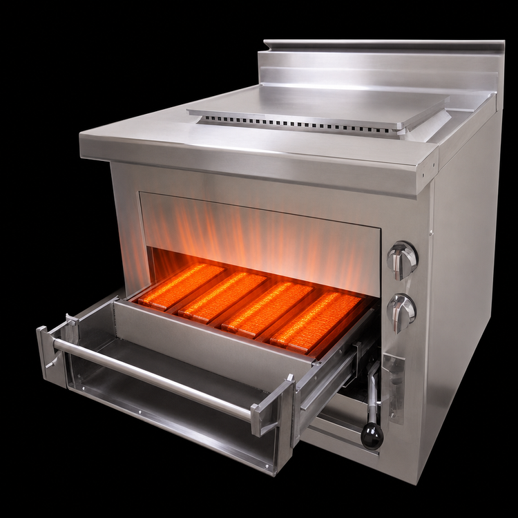 Product image #3 for Titan Heavy Duty Upright Infrared Gas Plancha Broiler with Cabinet Base, 36-Inch, Single Deck