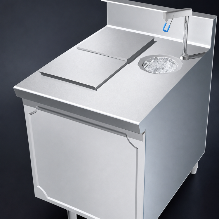 Product image #3 for La Rosa 24-Inch Enclosed-Base Utility Stand with Ice & Water Filler Unit and Ice Bin