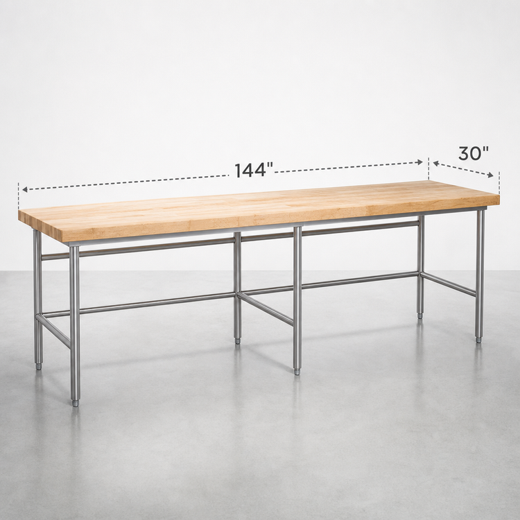 Product image #3 for John Boos Welded Stainless Steel Baker's Table Frame for 144"W x 30"D Top