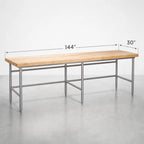 Thumbnail image #3 for John Boos SBS-S22 Welded Stainless Steel Baker's Table Frame with Bin Stops, 144"W x 30"D Top Capacity