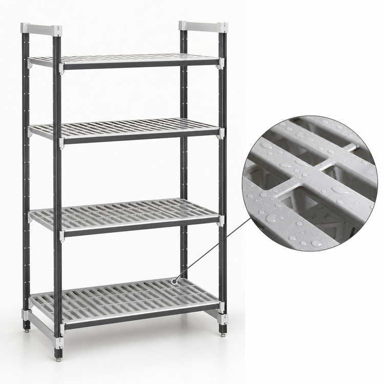 Product image #3 for Cambro Camshelving Elements XTRA 4-Tier Vented Stationary Starter Unit, 24" D x 30" W x 64" H