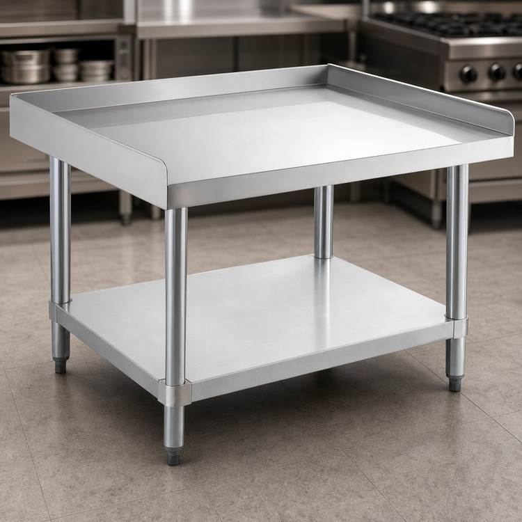 Product image #3 for 36-Inch Wide x 30-Inch Deep Stainless Steel Equipment Stand with 2-Inch Three-Sided Turn-Up Top