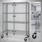 Thumbnail image #3 for Quantum M1836-69SEC-2 Mobile Wire Security Cage, 36"W x 18"D x 69"H, Chrome, 2 Intermediate Shelves