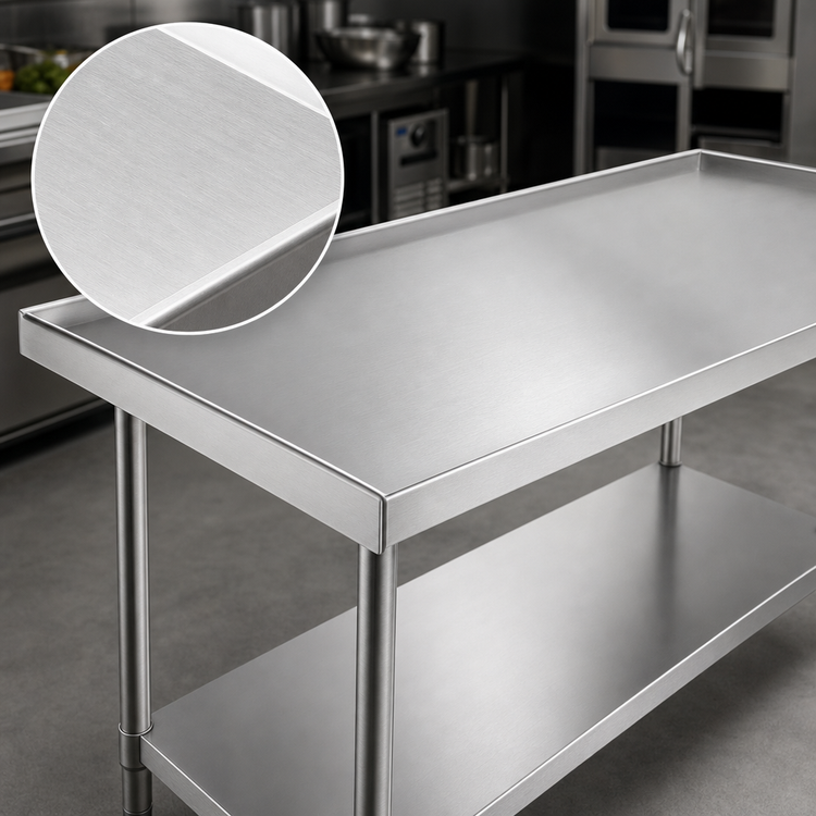 Product image #3 for Advance Tabco 84-Inch x 24-Inch 14-Gauge 304 Stainless Steel Equipment Stand with Adjustable Undershelf