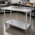 Thumbnail image #3 for Advance Tabco 108-Inch x 30-Inch 16 Gauge 430 Stainless Steel Work Table with 1-1/2-Inch Rear Up-Turn and Galvanized Undershelf