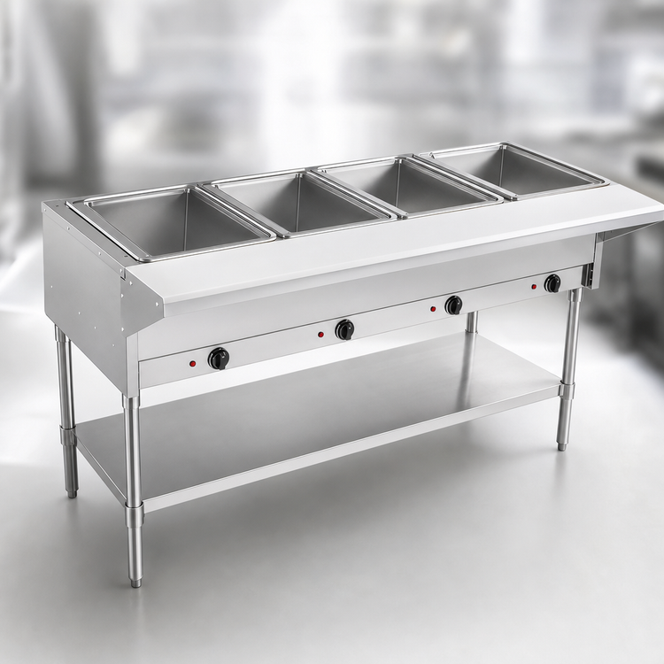 Product image #3 for BevLes 4-Well Electric Dry Heat Steam Table with Open Pan Wells, 58-Inch Wide, 120V