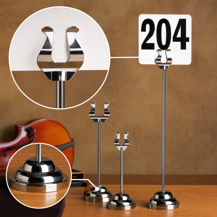 Product image #3 for Chrome Harp Weighted Number Stand with Round Weighted Base, 2-1/4 Inch Diameter x 18 Inch High