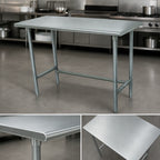 Thumbnail image #3 for Advance Tabco Special Value Series TELAG-304-X 48" x 30" Flat Top 16-Gauge 430 Stainless Steel Work Table with Galvanized Open Base