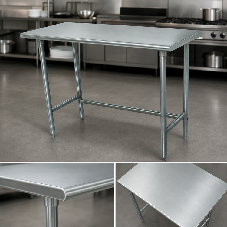 Product image #3 for Advance Tabco Special Value Series 48" x 30" Flat Top Stainless Steel Work Table with Galvanized Open Base