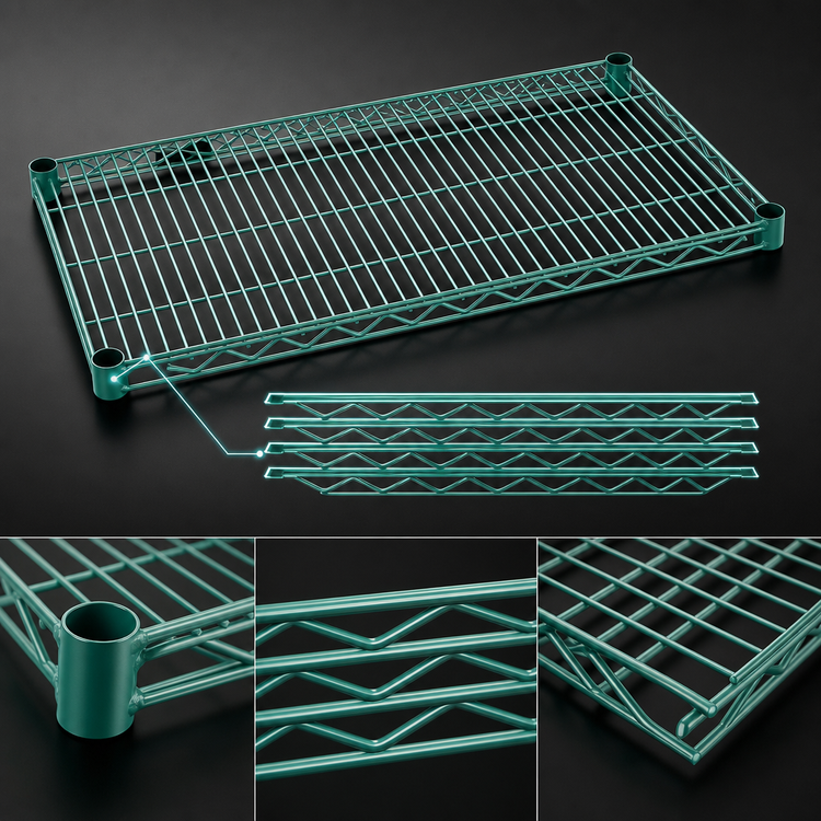 Product image #3 for EagleGard 72 Inch x 24 Inch Wire Shelf, QuadTruss, Blue Green Hybrid Epoxy, 600 lb Capacity