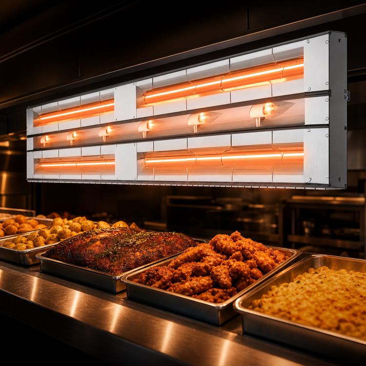 Product image #3 for Hatco Glo-Ray Lighted Dual Infrared Strip Heater, 60 Inch, 6 Inch Spacer, Aluminum