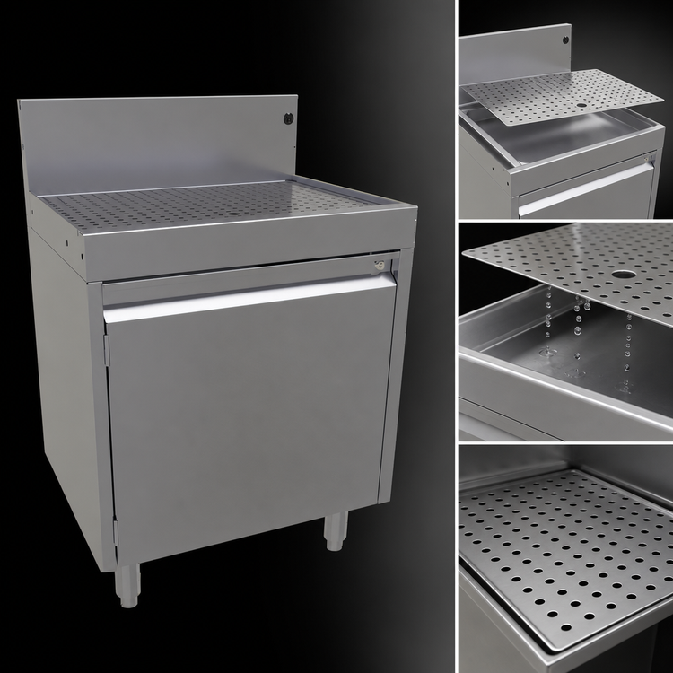 Product image #3 for Glastender Underbar Drainboard Cabinet Base with Hinged Door, 24 x 19 Inches, Stainless Steel