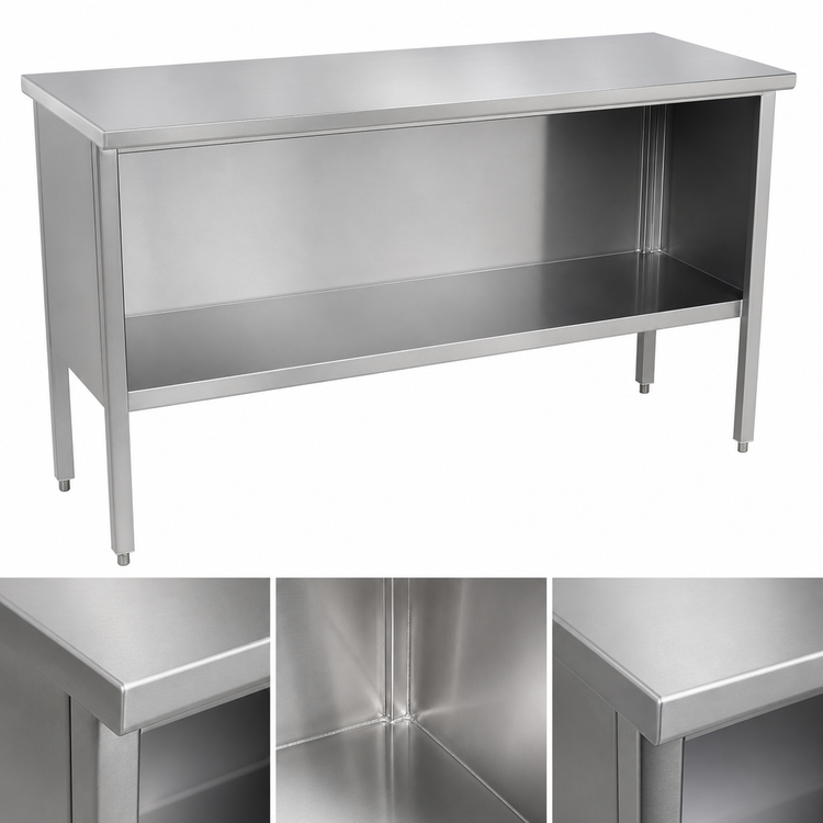 Product image #3 for John Boos EBOS4-2484 Enclosed Base Open Front Stainless Steel Work Table, Flat Top, 84 x 24 Inches