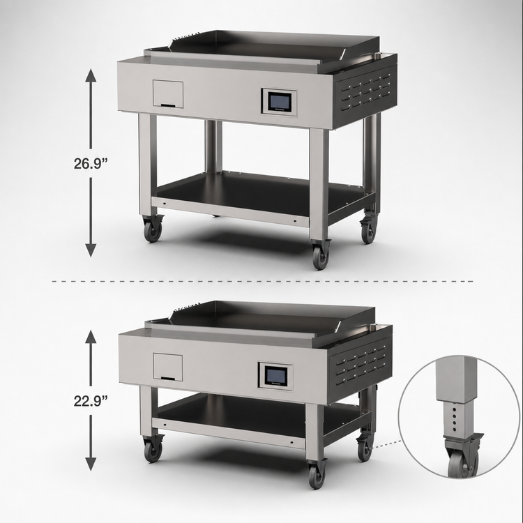 Product image #3 for Evo Elevation 40E Adjustable-Height Stainless Steel Equipment Cart with Dry Storage Shelf and Casters
