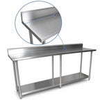 Thumbnail image #3 for BK Resources SVTR5-8424 84-Inch Stainless Steel Work Table with 5-Inch Backsplash and Adjustable Undershelf