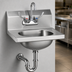 Thumbnail image #3 for Wall-Mounted 304 Stainless Steel Hand Sink with Splash-Mount Gooseneck Faucet, Wrist Handles, P-Trap, Tail Piece and Basket Drain