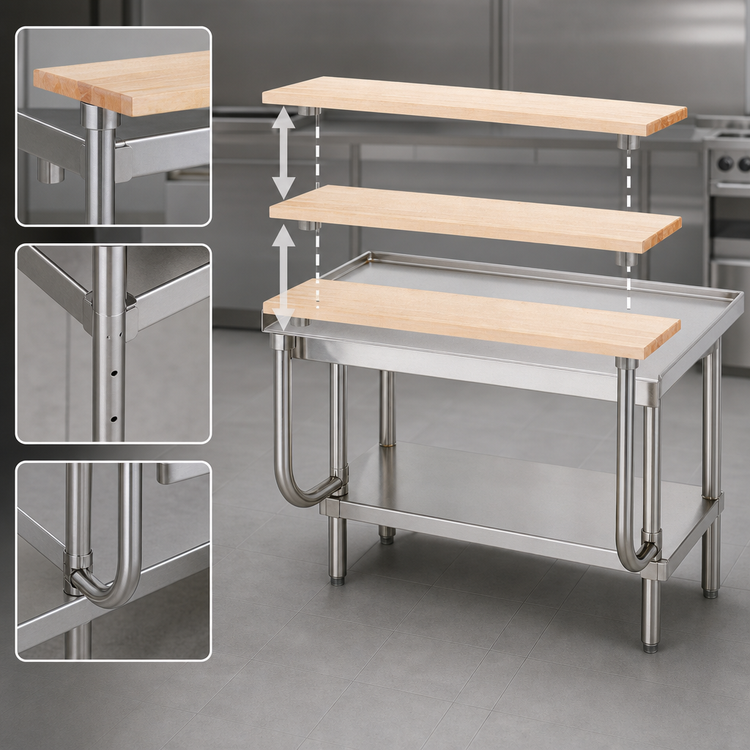 Product image #3 for Advance Tabco 48-Inch Wood Cutting Board for Equipment Stands, Adjustable Height