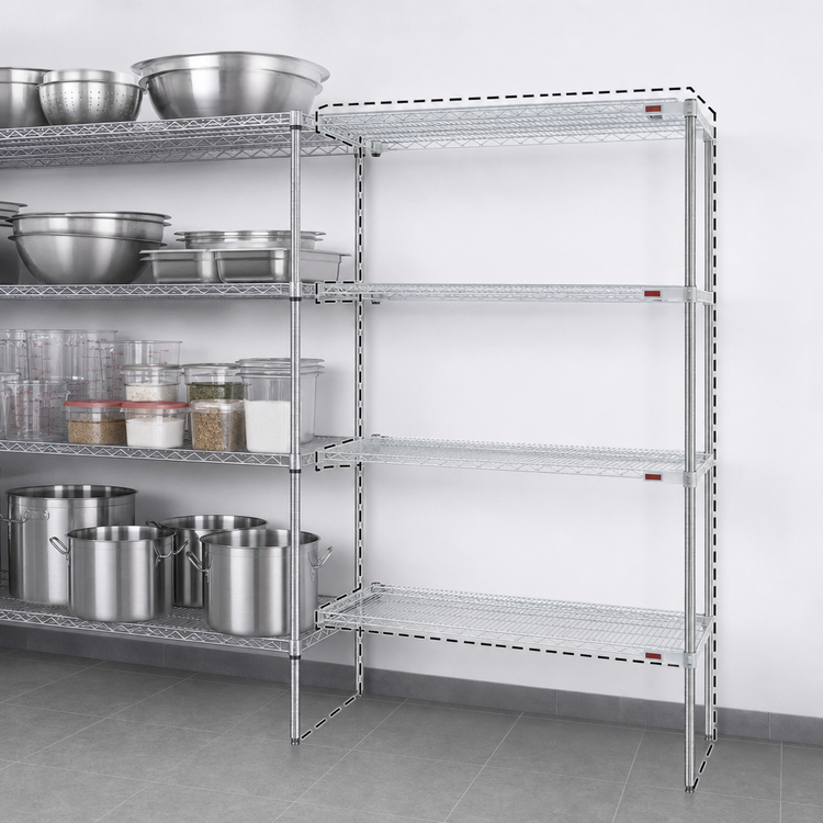 Product image #3 for Eagle Group 4-Tier Add-On Wire Shelving Unit, 30"W x 24"D x 74"H, Stainless Steel Finish