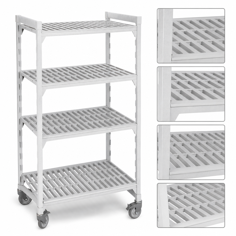 Product image #4 for Camshelving Premium 4-Shelf Vented Mobile Starter Unit, 24"W x 42"L x 67-1/4"H, Speckled Gray