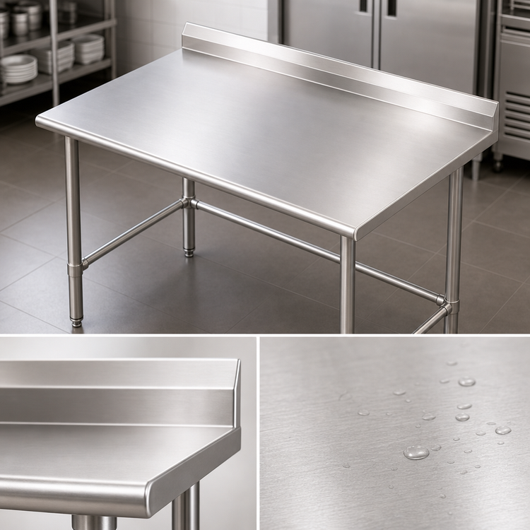 Product image #3 for Sapphire Manufacturing Stainless Steel Work Table, 60 x 24 Inches, 5-Inch Backsplash