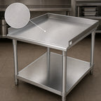 Thumbnail image #3 for BK Resources SVET-2430 Stainless Steel Equipment Stand, 25 x 30 x 26 in, 18-Gauge Top, 2-Inch 3-Sided Riser, Adjustable Undershelf