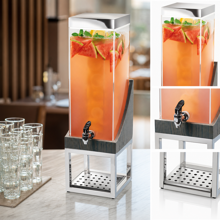Product image #3 for Ashwood 3-Gallon Square Beverage Dispenser with Infusion Chamber, Drip Tray, and Wood Base