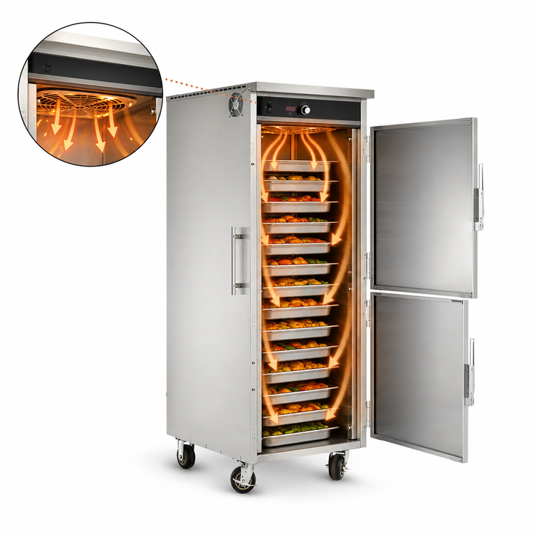 Product image #3 for FWE Slim-Line High Output Mobile Heated Holding Cabinet with Dutch Doors and 13 Pair Universal Tray Slides