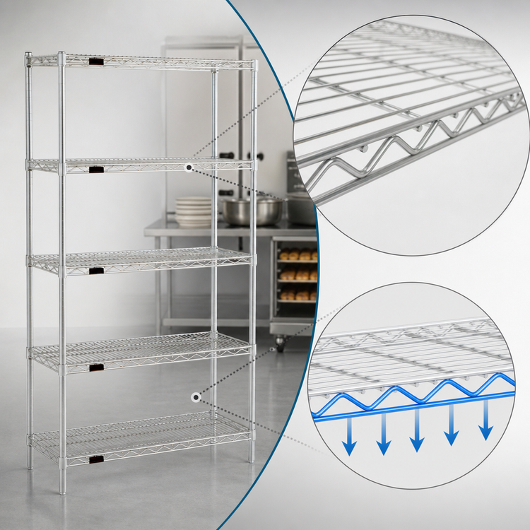 Product image #3 for EAGLEbrite 5-Tier Stationary Starter Wire Shelving Unit, 48 x 21 x 74 Inches, Zinc Finish