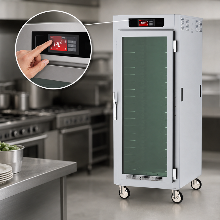Product image #3 for Metro C5 8 Series Mobile Full-Height Controlled Temperature Heated Holding Cabinet with Tempered Double-Pane Glass Doors and Universal Wire Slides