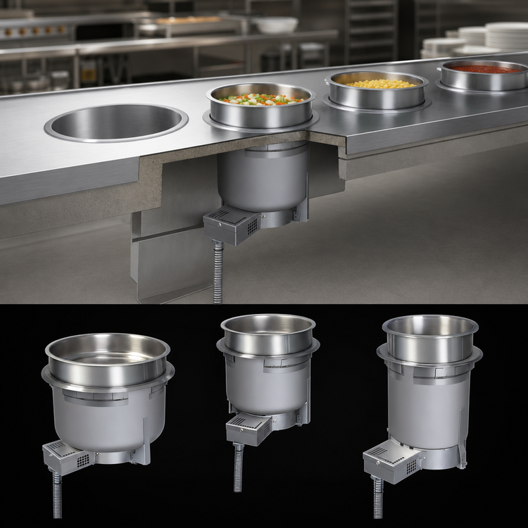Product image #3 for Hatco Drop-In Round High-Watt Uninsulated Heated Well with Drain, 7 Quart