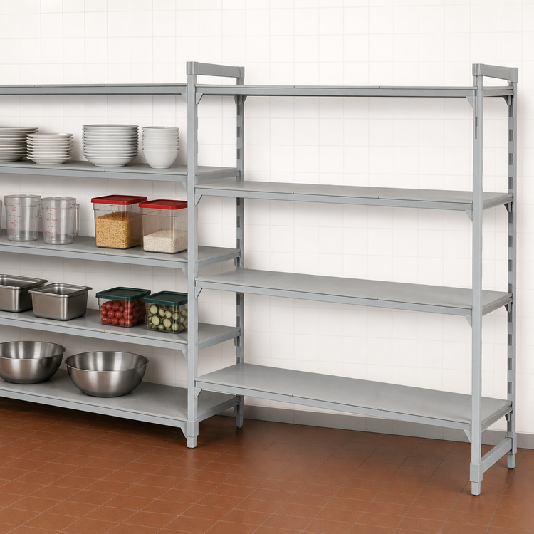Product image #4 for Cambro Camshelving Premium 4-Shelf Solid Add-On Shelving Unit, 21 x 54 x 72 Inches, Speckled Gray