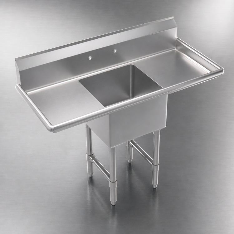 Product image #3 for Krowne Royal Series 1-Compartment Commercial Sink with Left and Right Drainboards