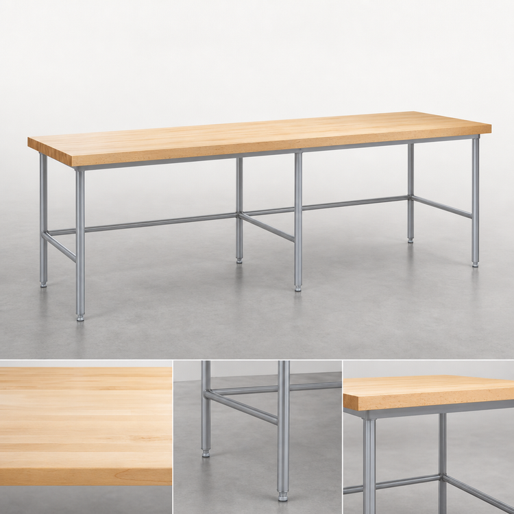 Product image #3 for John Boos Stainless Steel Baker's Table Frame for 168 x 48 Inch Top