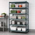 Thumbnail image #3 for Quantum 5-Tier Stationary Wire Plastic Mat Shelving Unit, 42W x 14D x 74H Inches, Green Epoxy-Coated
